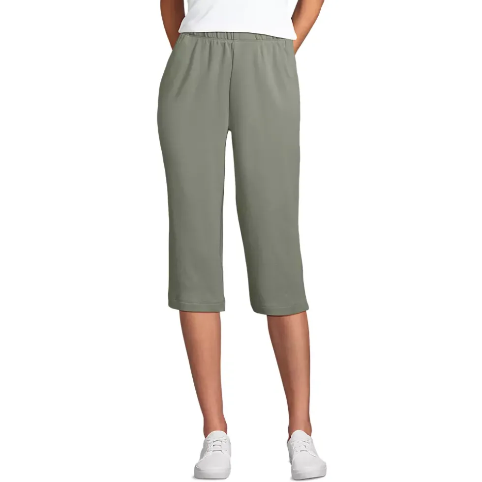 Women's Sport Knit High Rise Elastic Waist Capri Pants