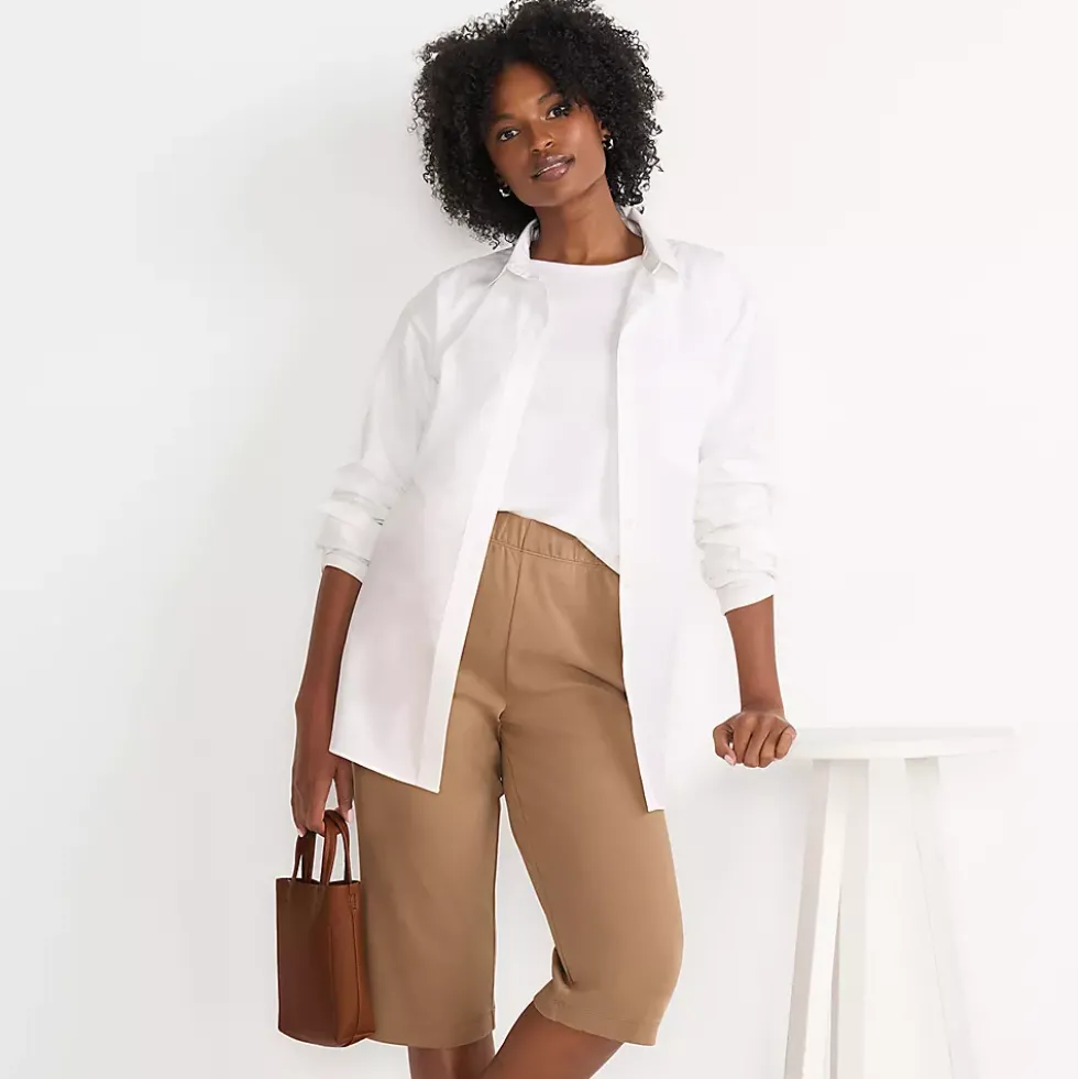 Women's Sport Knit High Rise Elastic Waist Capri Pants