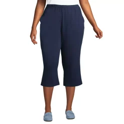 Women's Sport Knit High Rise Elastic Waist Capri Pants