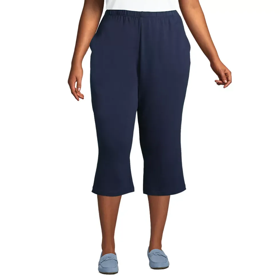 Women's Sport Knit High Rise Elastic Waist Capri Pants