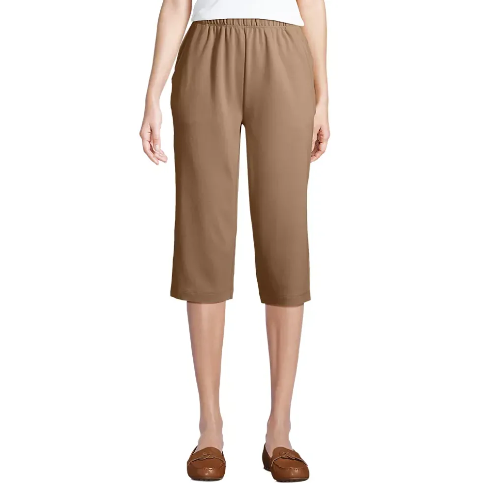 Women's Sport Knit High Rise Elastic Waist Capri Pants