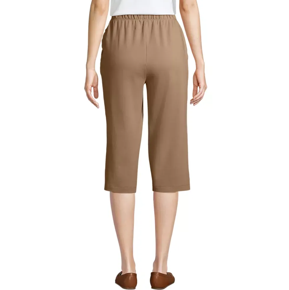 Women's Sport Knit High Rise Elastic Waist Capri Pants