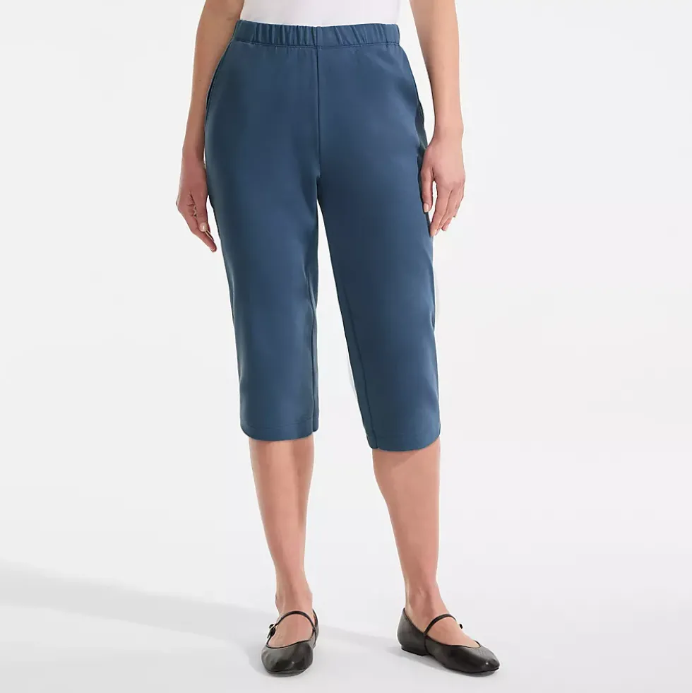Women's Sport Knit High Rise Elastic Waist Capri Pants