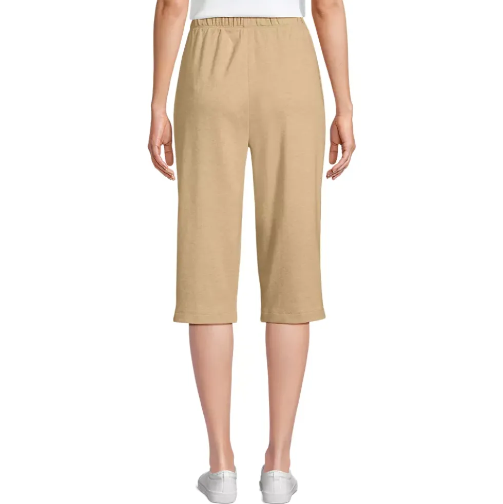 Women's Sport Knit High Rise Elastic Waist Capri Pants