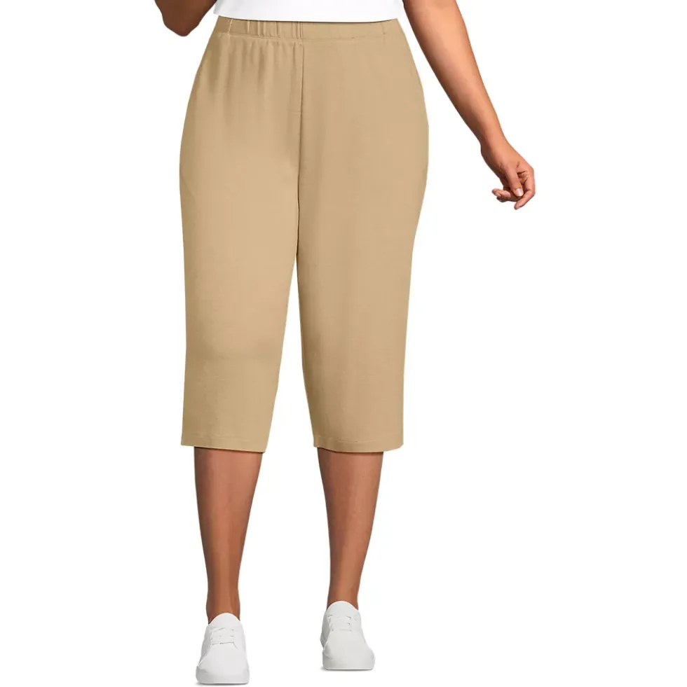 Women's Sport Knit High Rise Elastic Waist Capri Pants