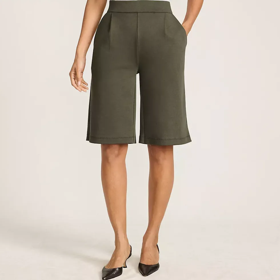 Women's Sport Knit High Rise Pleated 12" Bermuda Shorts