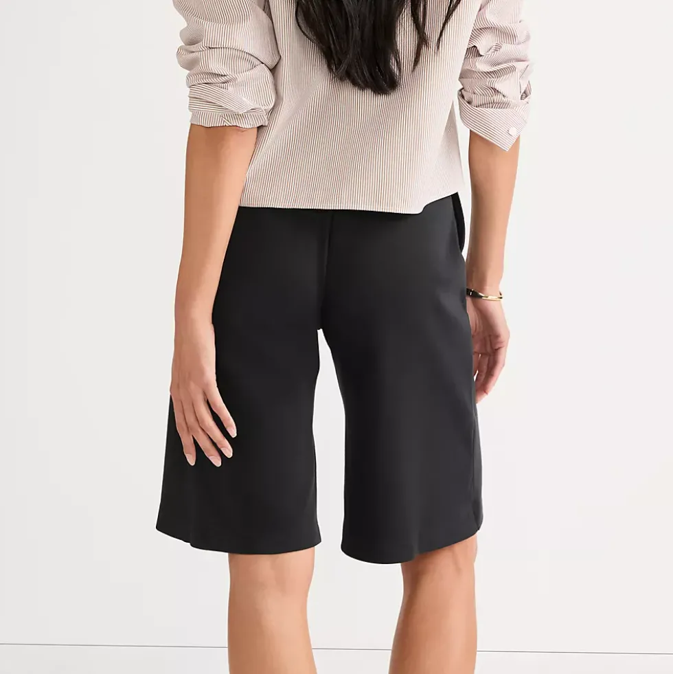 Women's Sport Knit High Rise Pleated 12" Bermuda Shorts