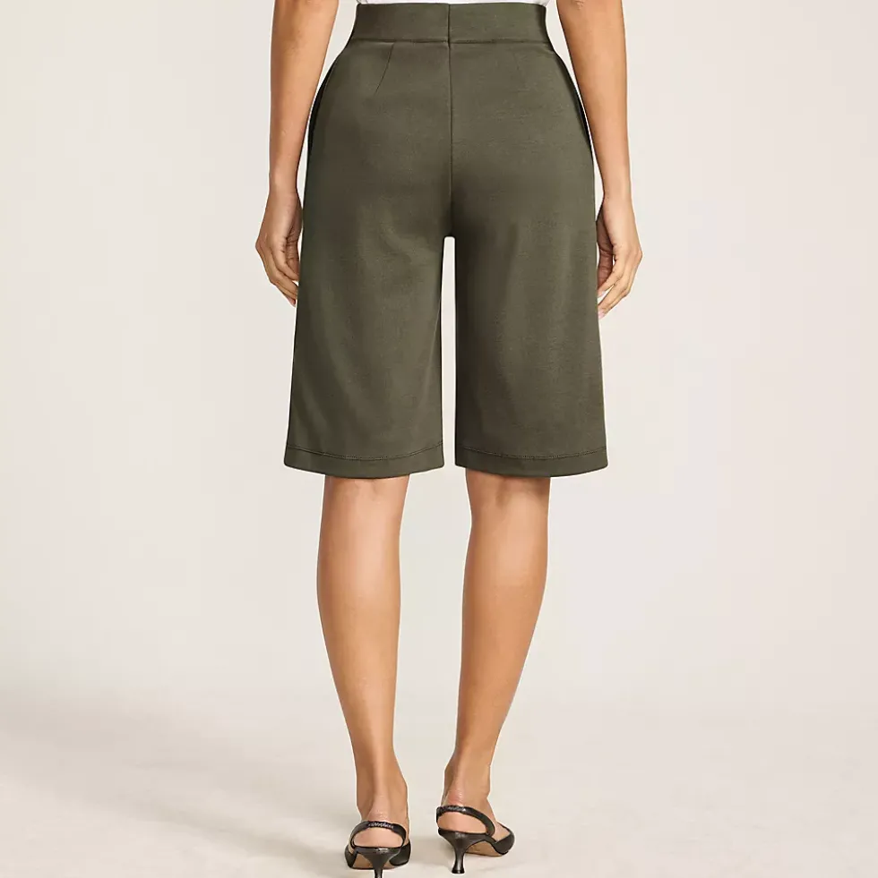 Women's Sport Knit High Rise Pleated 12" Bermuda Shorts