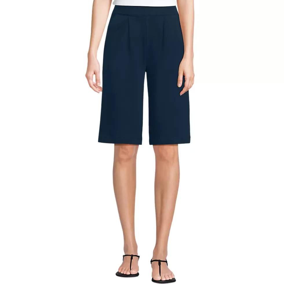 Women's Sport Knit High Rise Pleated 12" Bermuda Shorts