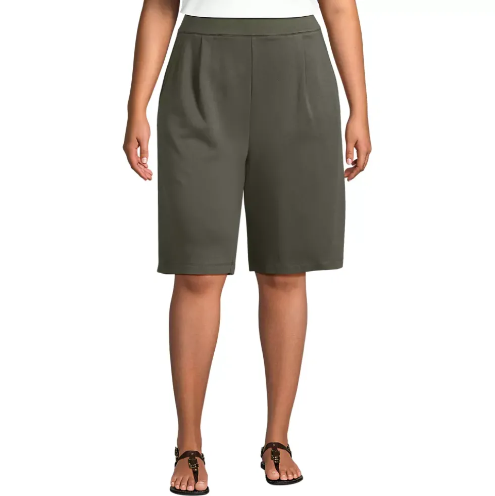 Women's Sport Knit High Rise Pleated 12" Bermuda Shorts