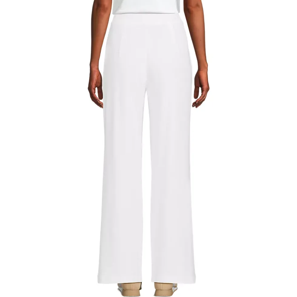 Women's Sport Knit High Rise Pleated Wide Leg Pants