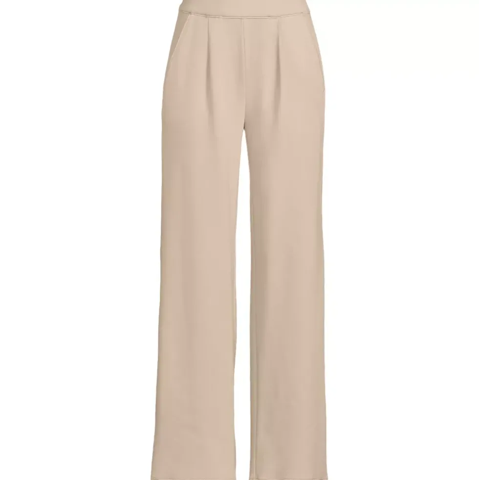 Women's Sport Knit High Rise Pleated Wide Leg Pants