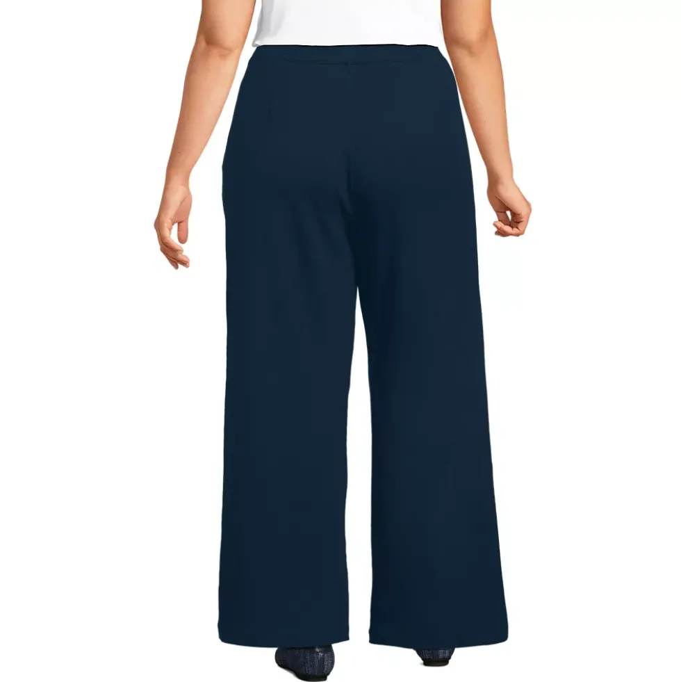 Women's Sport Knit High Rise Pleated Wide Leg Pants