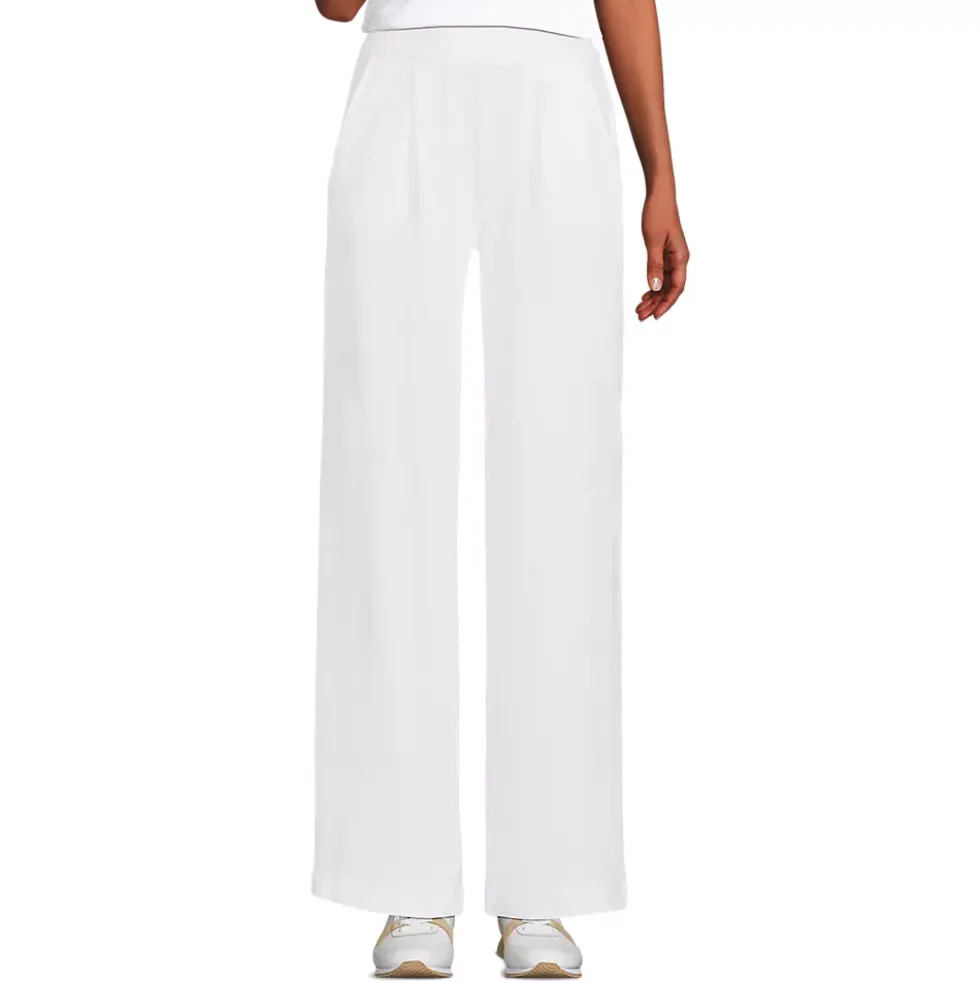 Women's Sport Knit High Rise Pleated Wide Leg Pants