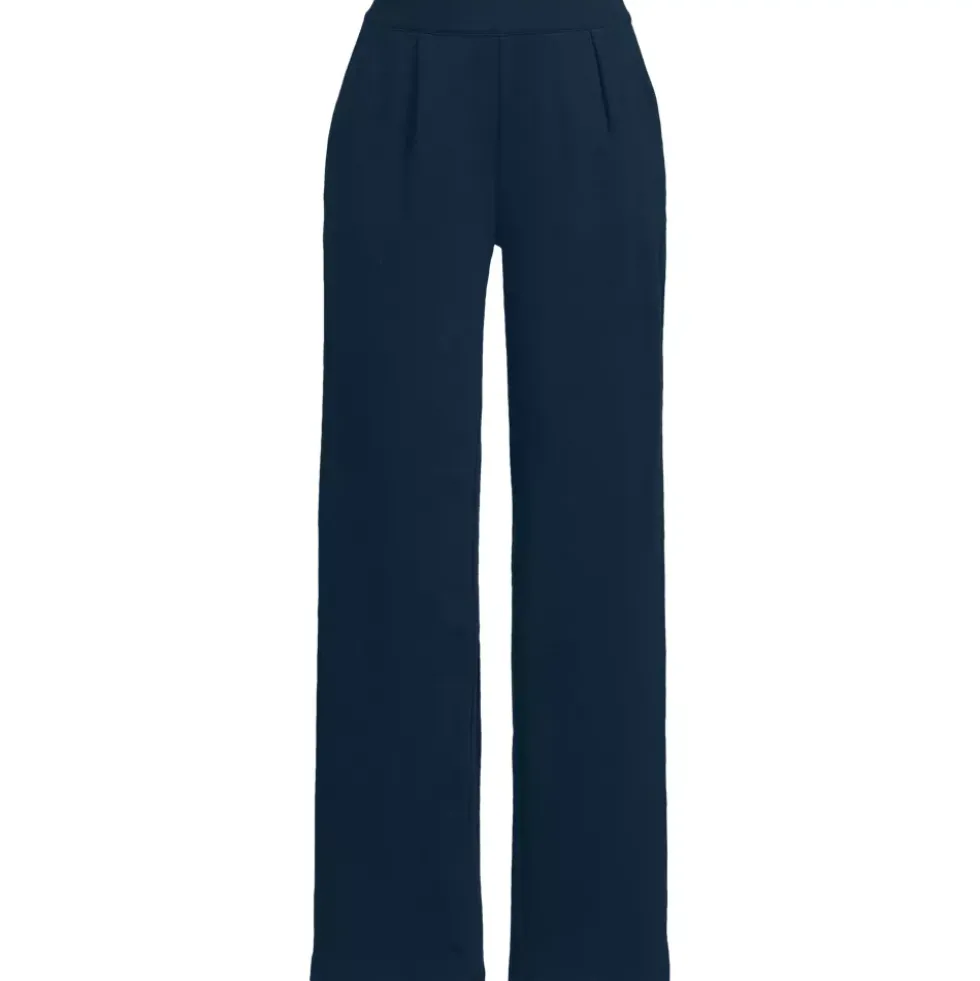 Women's Sport Knit High Rise Pleated Wide Leg Pants