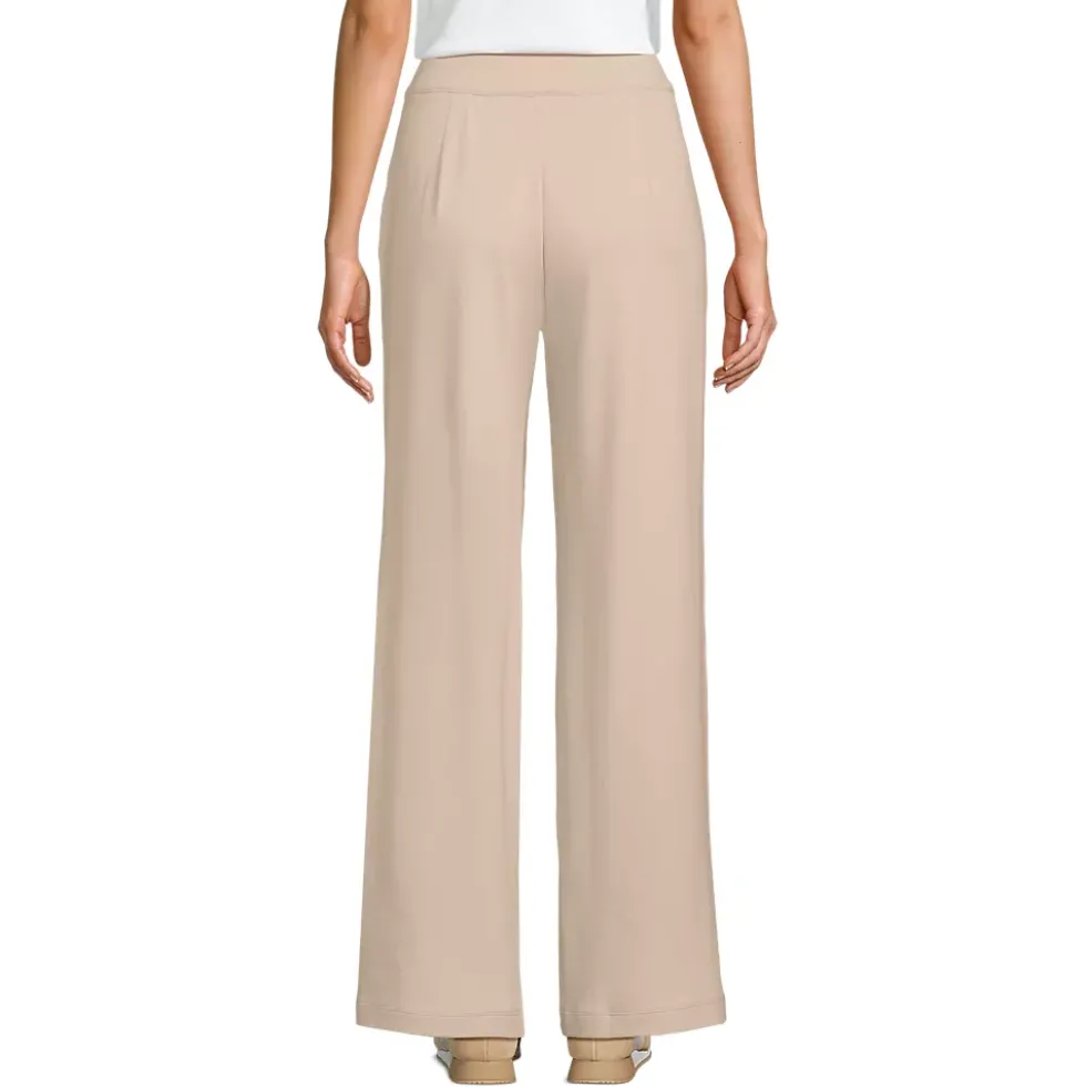 Women's Sport Knit High Rise Pleated Wide Leg Pants