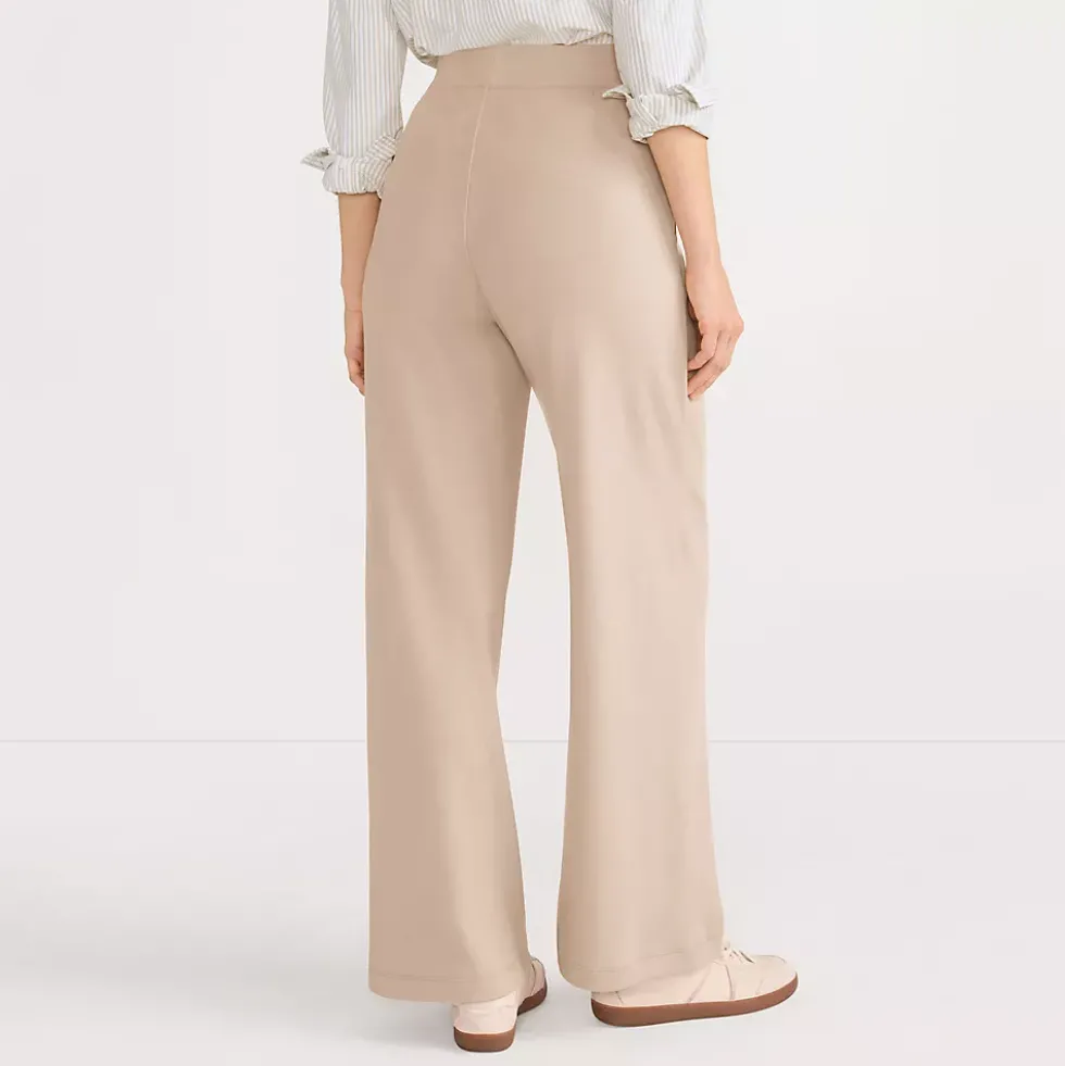 Women's Sport Knit High Rise Pleated Wide Leg Pants