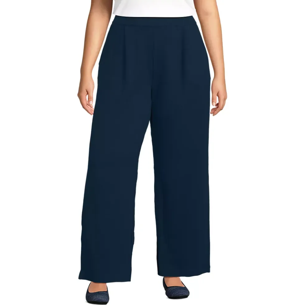 Women's Sport Knit High Rise Pleated Wide Leg Pants