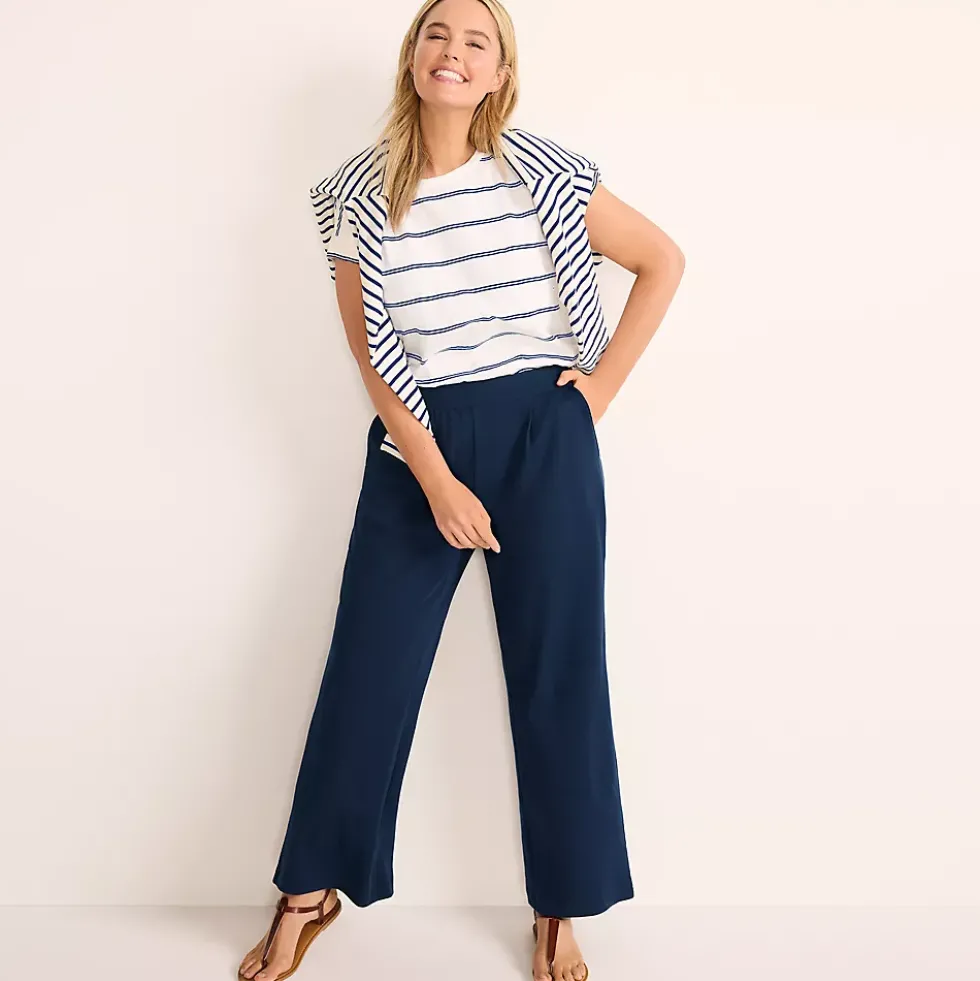 Women's Sport Knit High Rise Pleated Wide Leg Pants