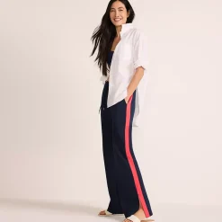 Women's Sport Knit High Rise Relaxed Straight Leg Side Stripe Pants