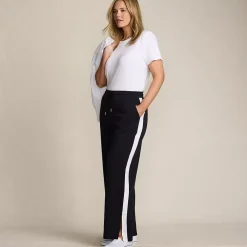 Women's Sport Knit High Rise Relaxed Straight Leg Side Stripe Pants