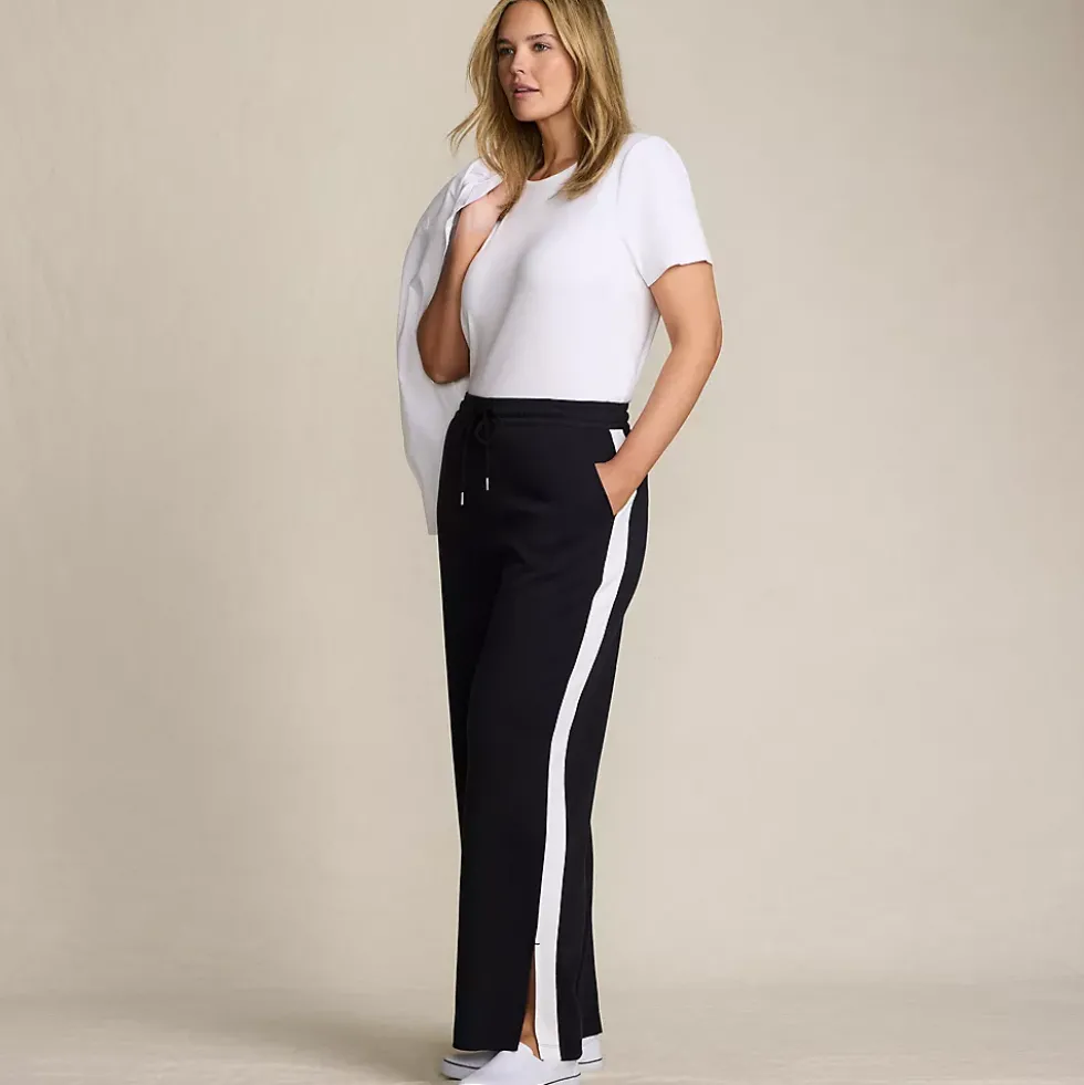 Women's Sport Knit High Rise Relaxed Straight Leg Side Stripe Pants