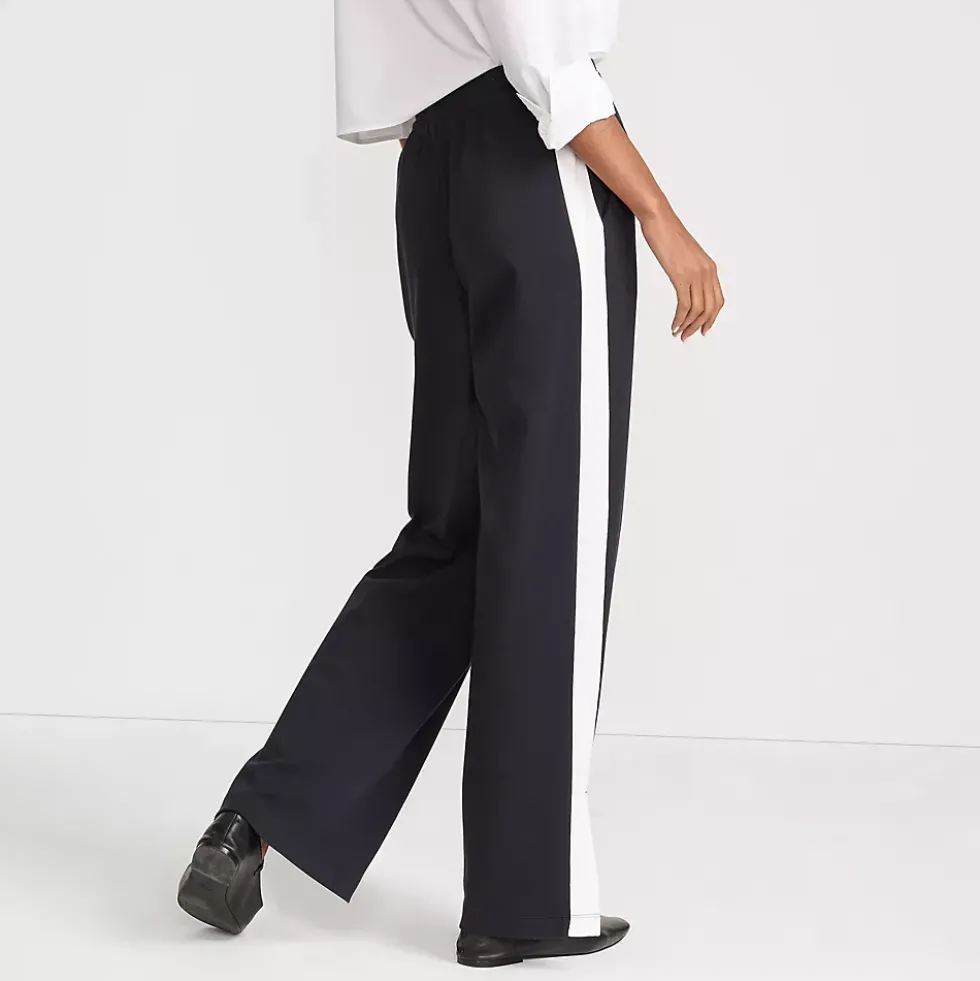 Women's Sport Knit High Rise Relaxed Straight Leg Side Stripe Pants