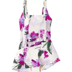 Women's Square Neck Corset Seamed Swim Dress