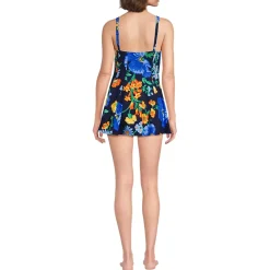 Women's Square Neck Corset Seamed Swim Dress
