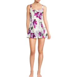 Women's Square Neck Corset Seamed Swim Dress