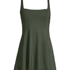 Women's Square Neck Corset Seamed Swim Dress