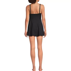 Women's Square Neck Corset Seamed Swim Dress