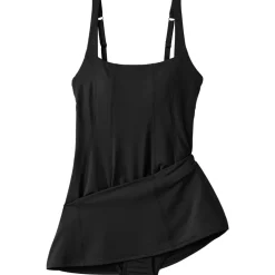Women's Square Neck Corset Seamed Swim Dress