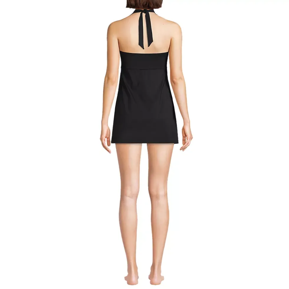 Women's Square Neck Halter Swim Dress One Piece Swimsuit