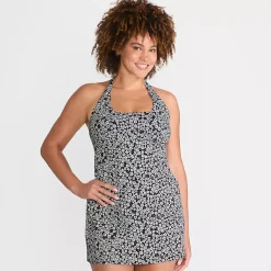 Women's Square Neck Halter Swim Dress One Piece Swimsuit
