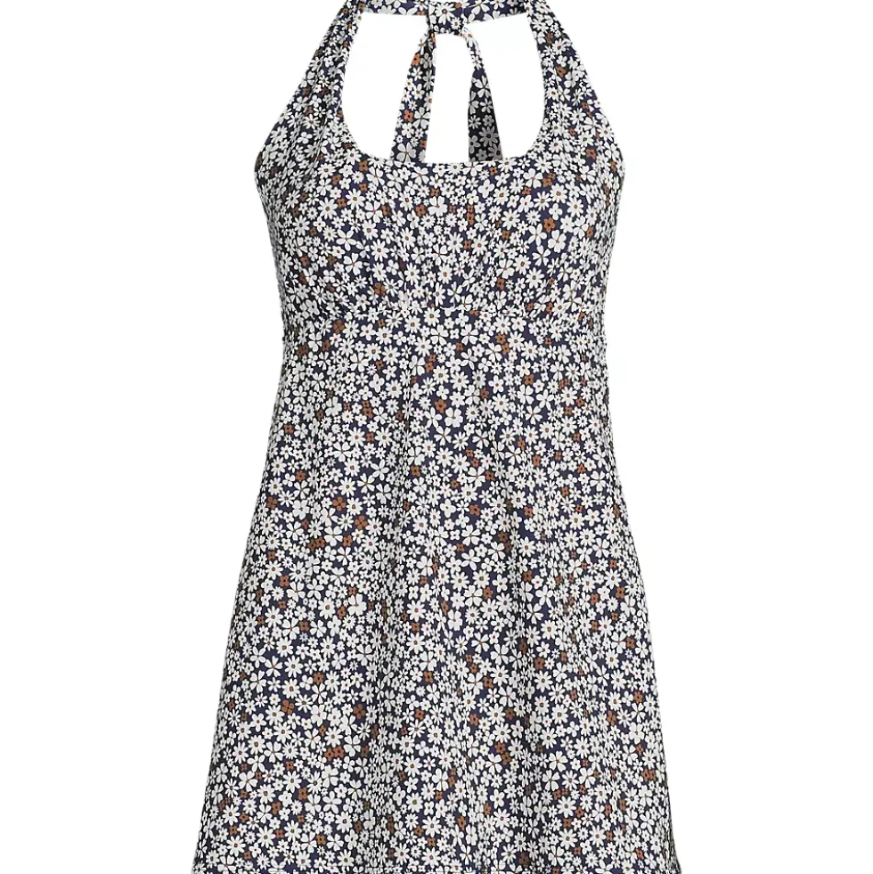 Women's Square Neck Halter Swim Dress One Piece Swimsuit