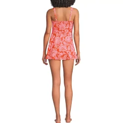 Womens Square Neck Smocked Mini Swim Dress