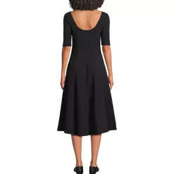 Women's Starfish Elbow Sleeve Midi Fit and Flare Dress