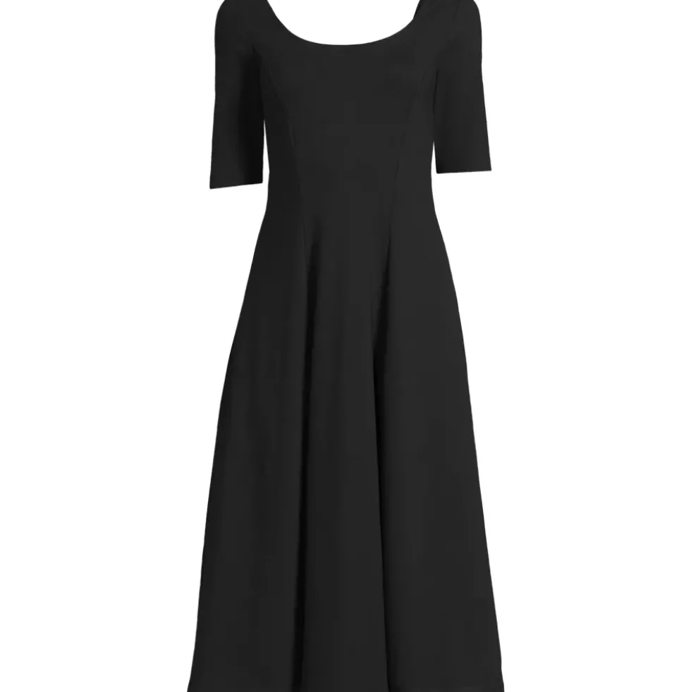 Women's Starfish Elbow Sleeve Midi Fit and Flare Dress