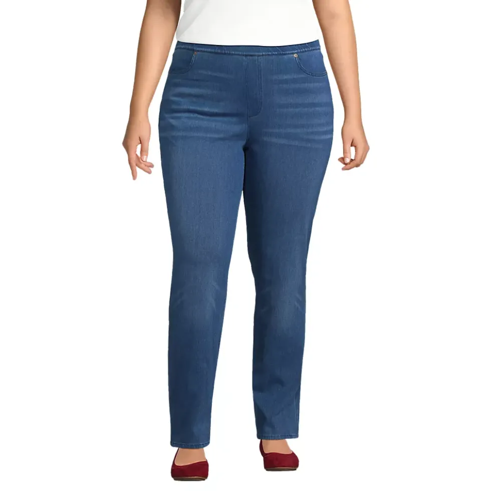 Women's Starfish High Rise Knit Denim Straight Jeans