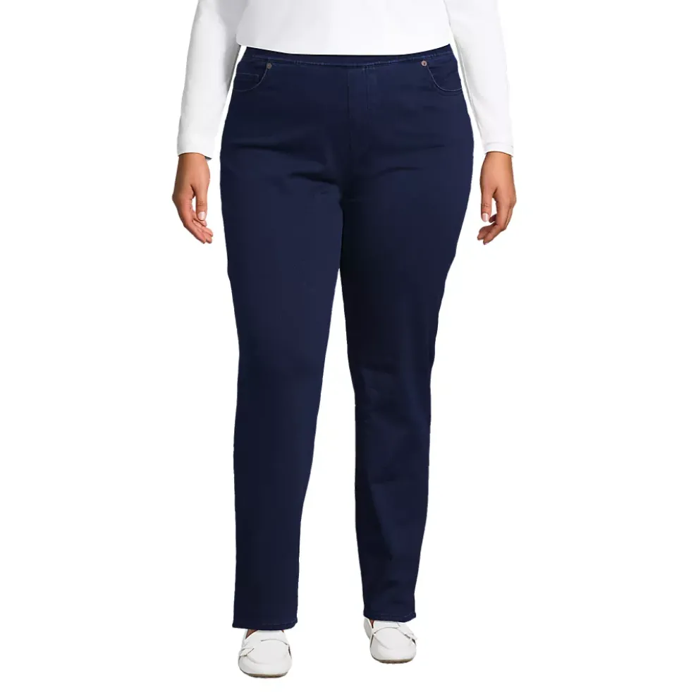 Women's Starfish High Rise Knit Denim Straight Jeans