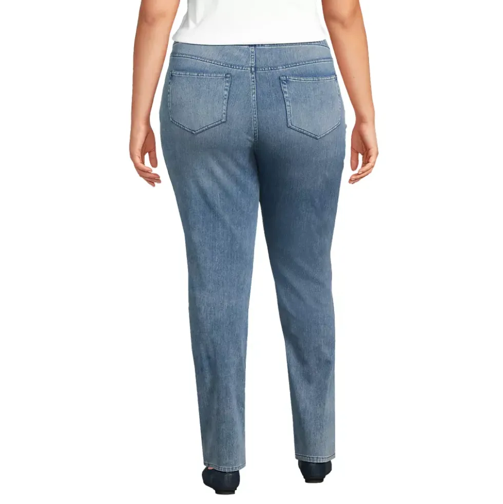 Women's Starfish High Rise Knit Denim Straight Jeans