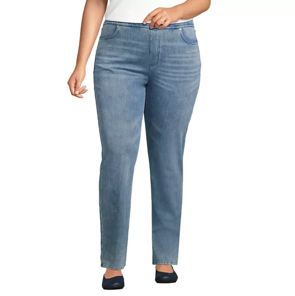 Women's Starfish High Rise Knit Denim Straight Jeans