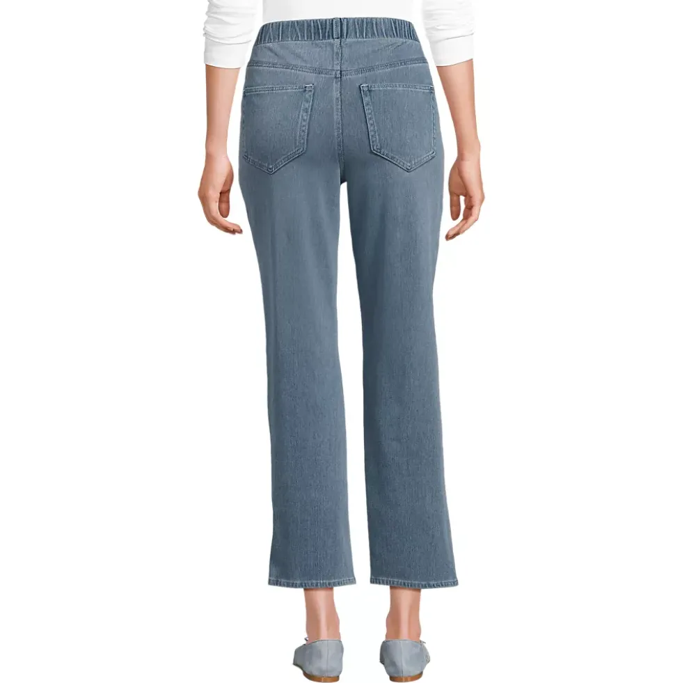 Women's Starfish High Rise Knit Denim Straight Crop Jeans