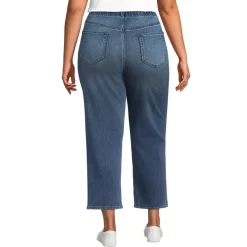 Women's Starfish High Rise Knit Denim Straight Crop Jeans