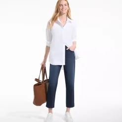 Women's Starfish High Rise Knit Denim Straight Crop Jeans