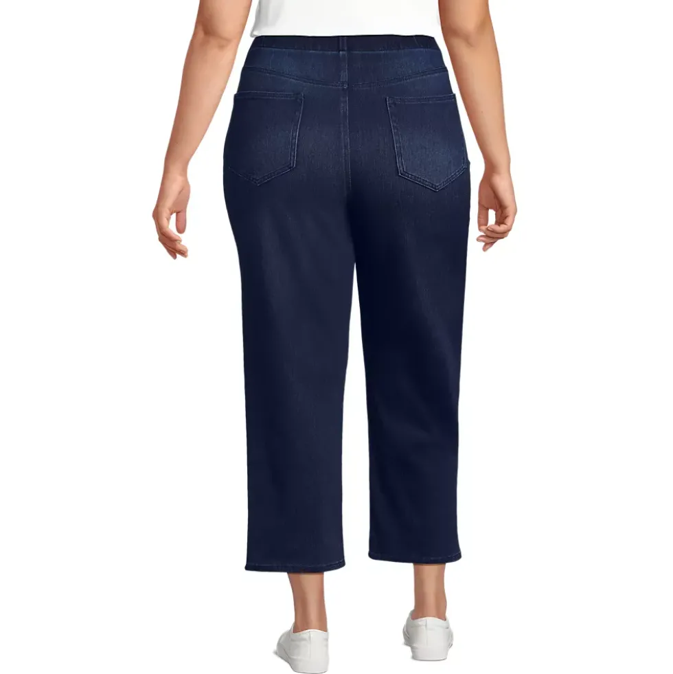 Women's Starfish High Rise Knit Denim Straight Crop Jeans