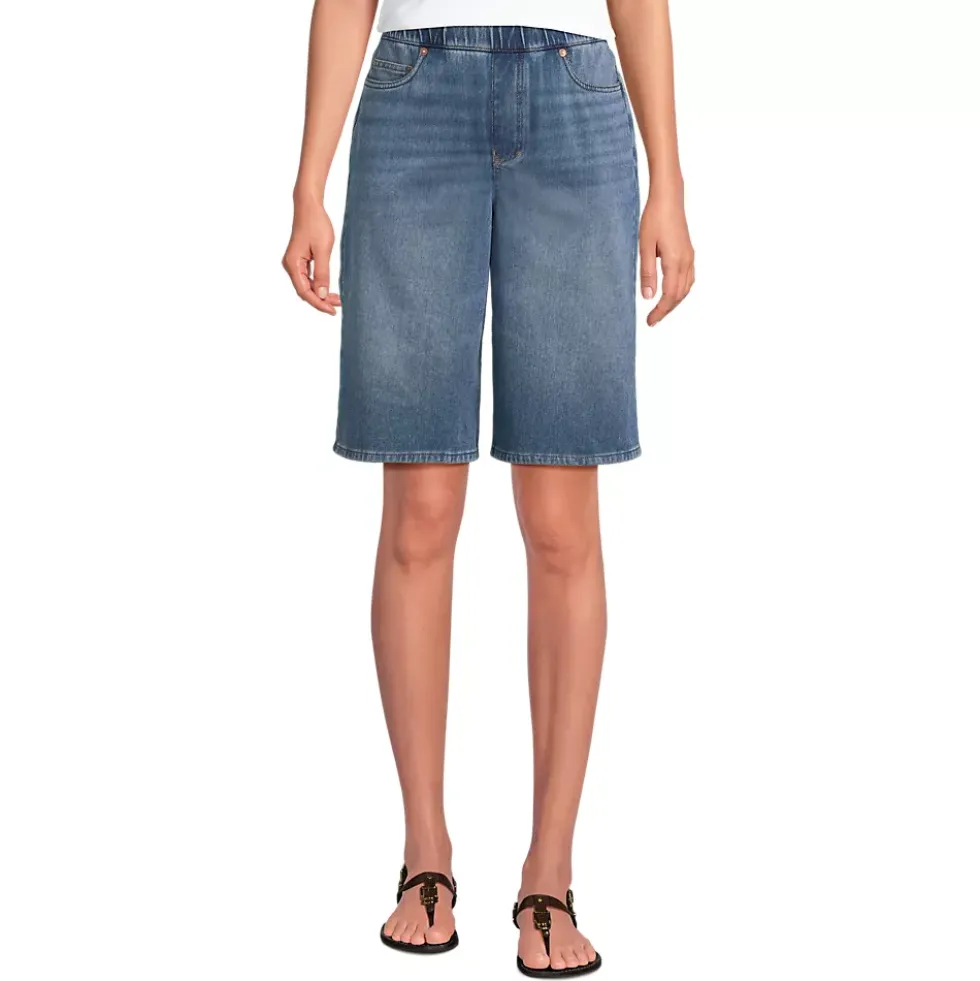 Women's Starfish High Rise Knit Denim 12" Bermuda Shorts