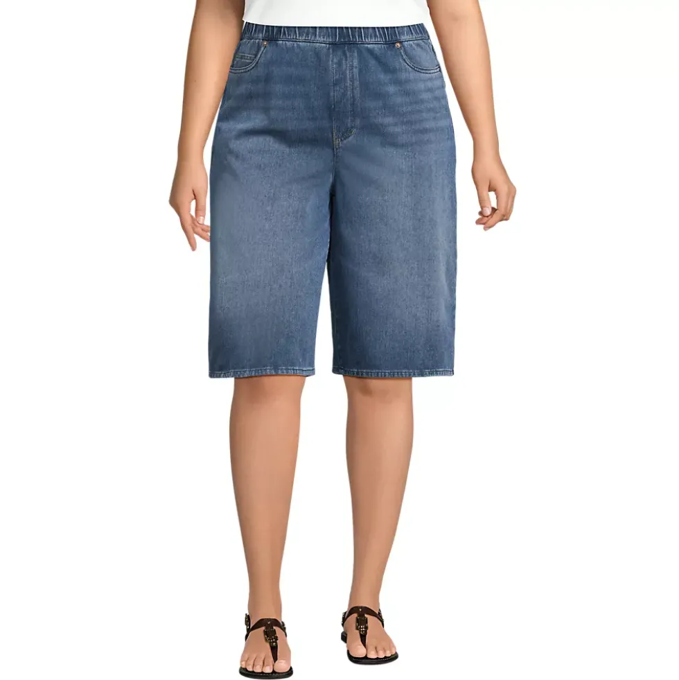 Women's Starfish High Rise Knit Denim 12" Bermuda Shorts