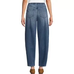 Women's Starfish High Rise Knit Denim Barrel Leg Ankle Jeans